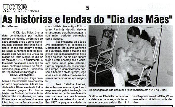 Texto publicado na edio de maio de 2002 de informativo mensal de universidade catlica, de Campo Grans, MS.