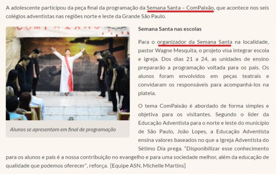 Resultados da educação católico-adventista no evangelismo da "Semana Santa" na IASD