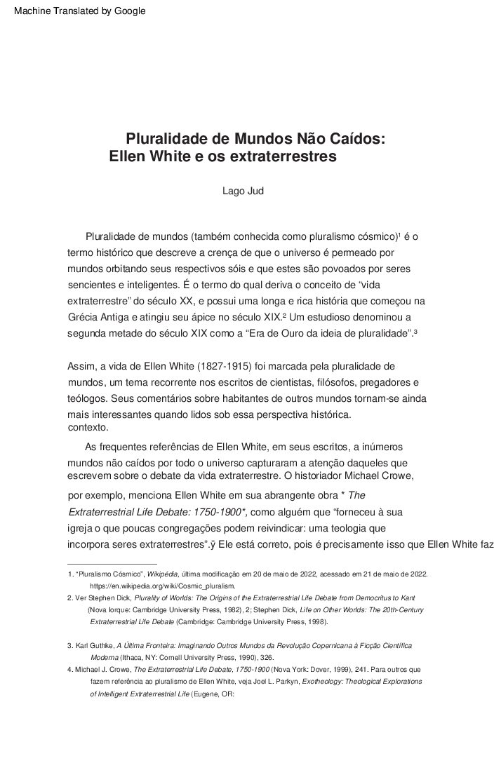 Pluralidade de Mundos Não Caídos -- Ellen White e os Extraterrestres